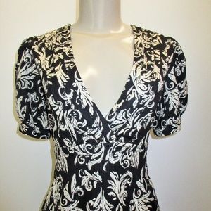MAPLE ANTHROPOLOGIE Black Printed Silk Dress S